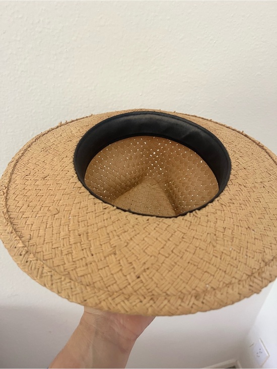 Janessa Leone Natural Straw Fedora with Cream Leathet Band